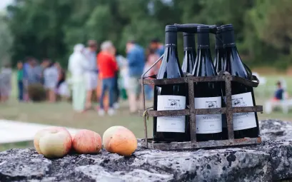 a bottle of wine and some eggs