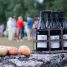 a bottle of wine and some eggs
