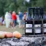 a bottle of wine and some eggs